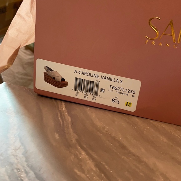 (8.5) FRANCO SARTO BM vanilla suede Caroline cork real suede leather 3”platforms - Picture 6 of 12